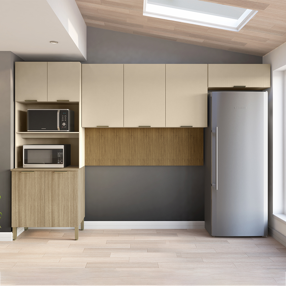 Cozinha 3 Pecas Glam 320 cm Freijo Vanilla Cp Ripado Freijo KTP