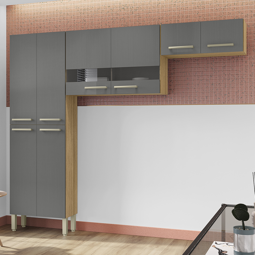 Cozinha 3 Pecas Nala 222 cm Freijo Gris KTP