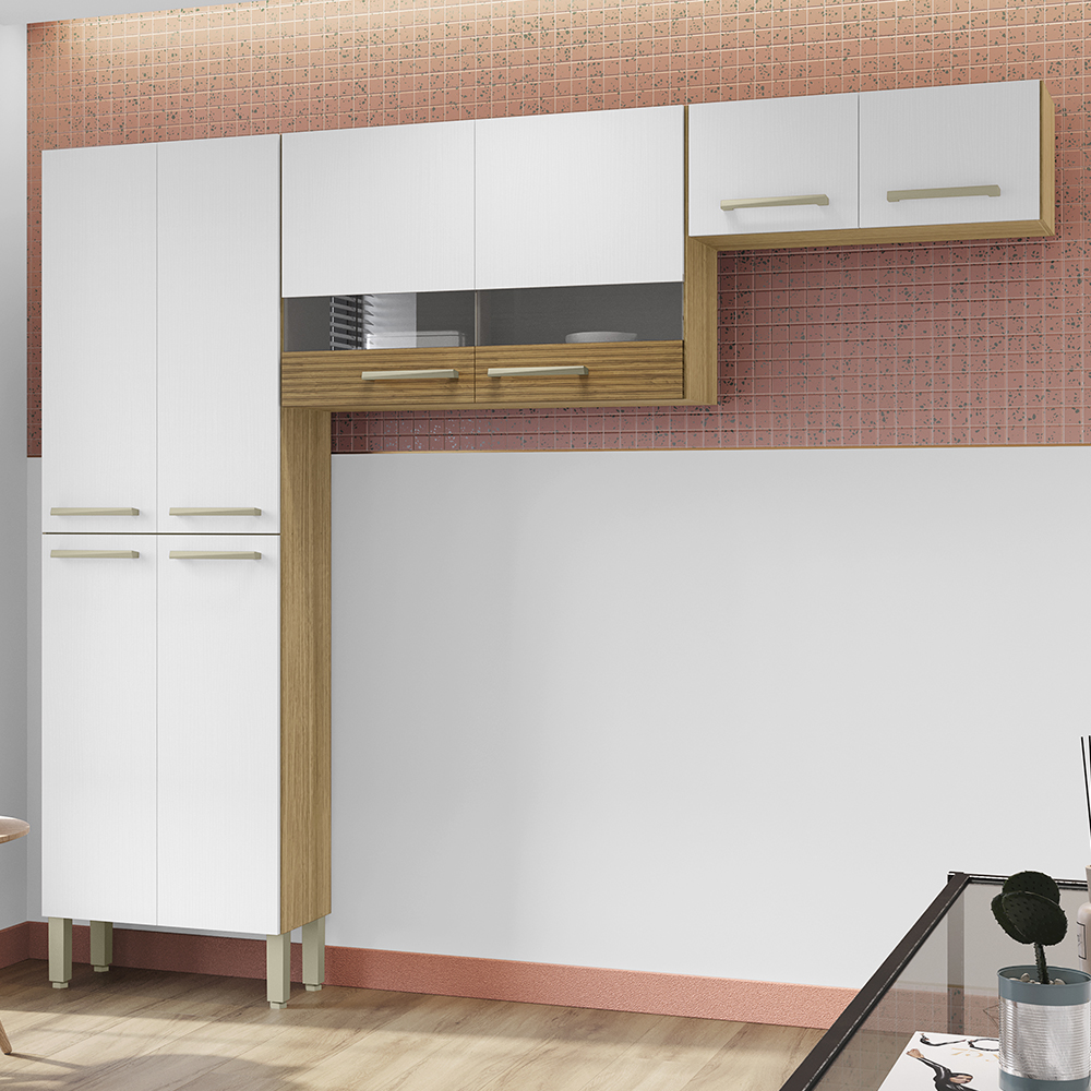 Cozinha 3 Pecas Nala 222 cm Freijo Supremo Cp Ripado Freijo KTP