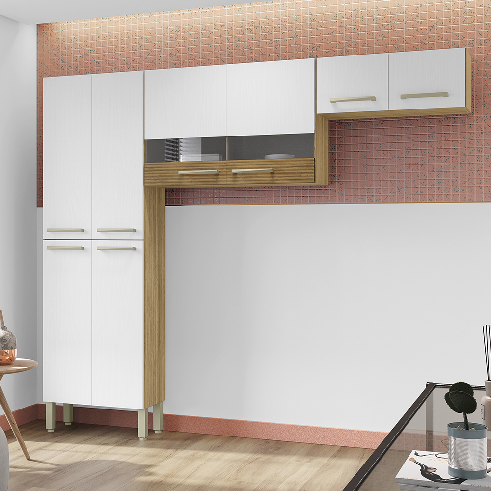 Cozinha 3 Pecas Nala 222 cm Freijo Supremo Cp Ripado Freijo KTP