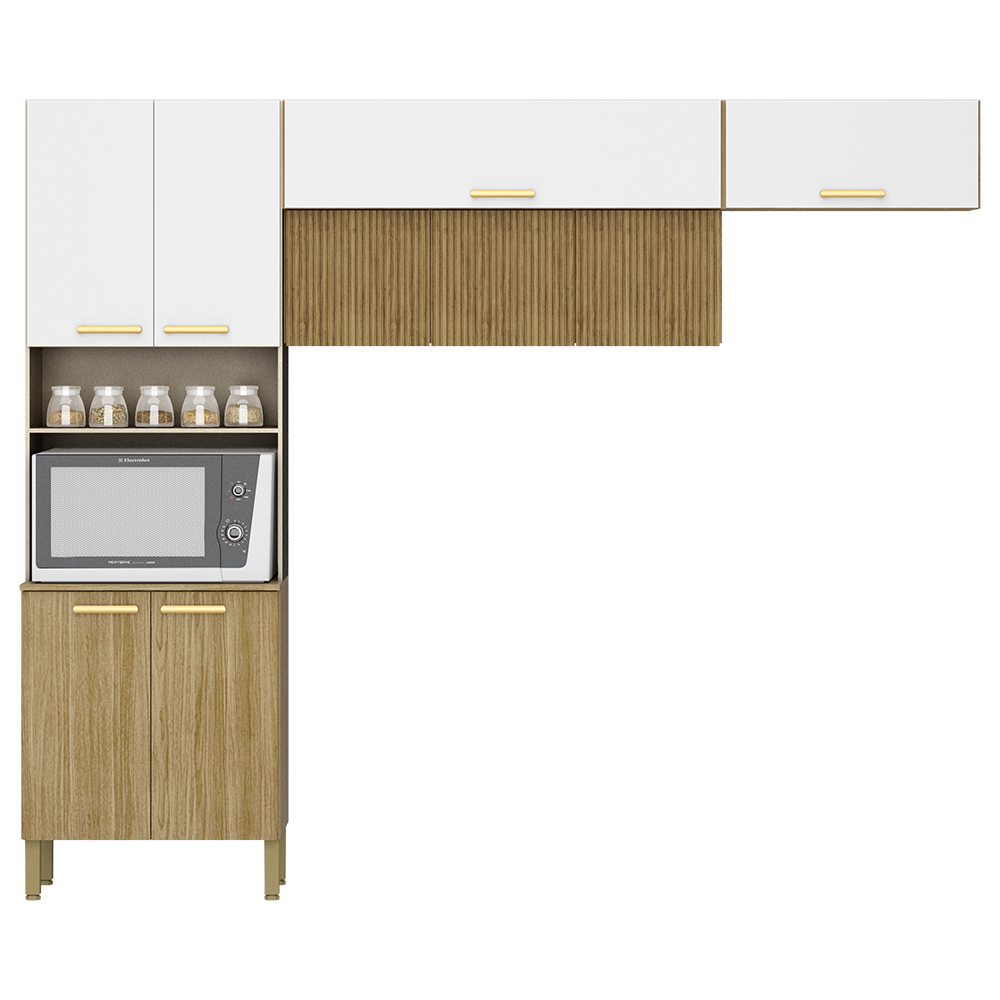 Cozinha 3 Pecas Urbane 260 cm Freijo Supremo Cp Ripado Freijo KTP