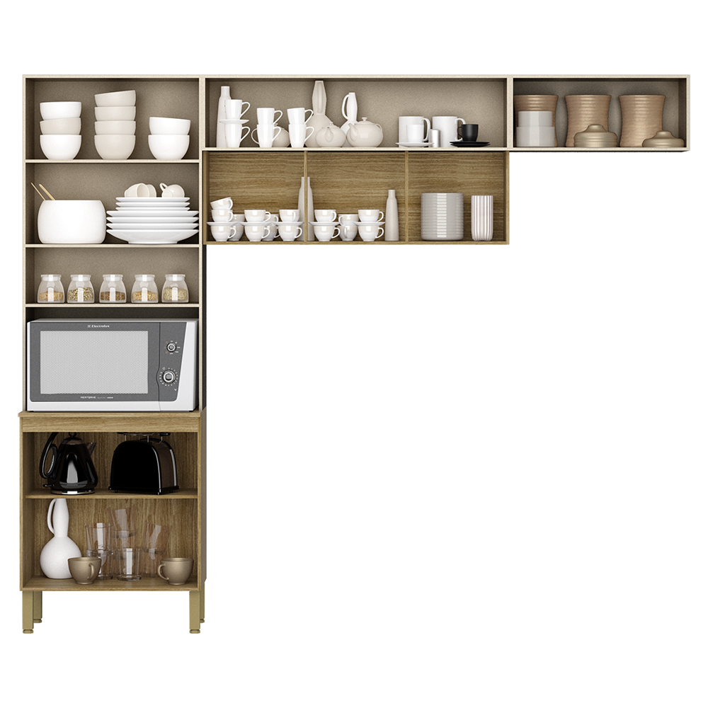 Cozinha 3 Pecas Urbane 260 cm Freijo Vanilla Cp Ripado Freijo KTP