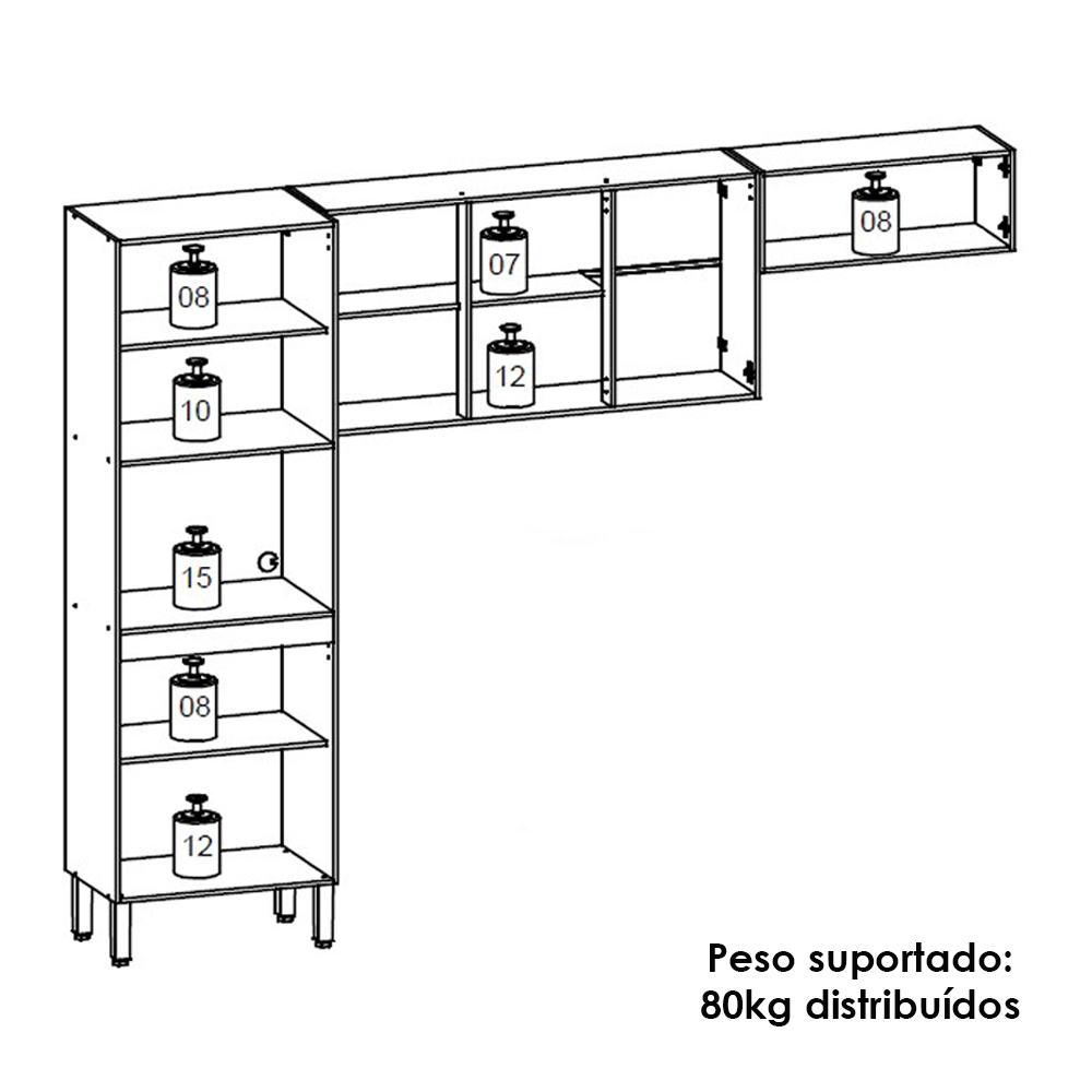 Cozinha 3 Pecas Versalhes 251 cm Freijo Gris KTP
