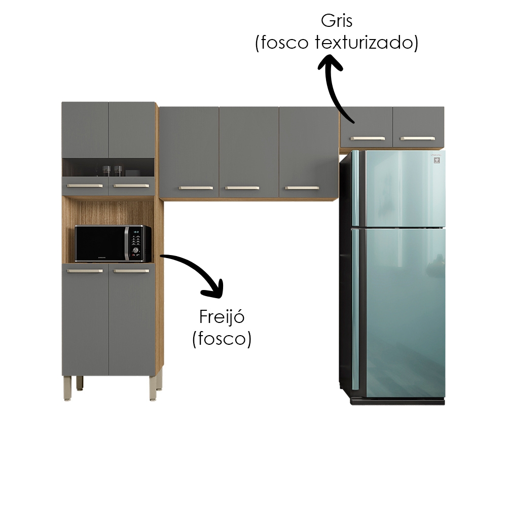 Cozinha 3 Pecas Versalhes 251 cm Freijo Gris KTP