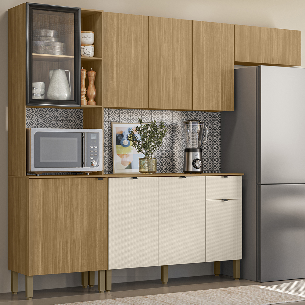 Cozinha 4 Pecas 251 cm MDF Vert Plus Freijo Freijo Soft KTP