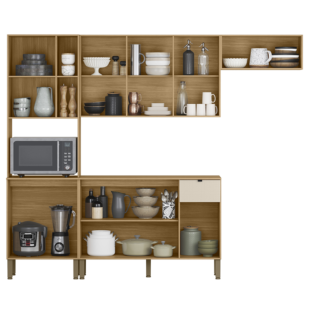 Cozinha 4 Pecas 251 cm MDF Vert Plus Freijo Freijo Soft KTP