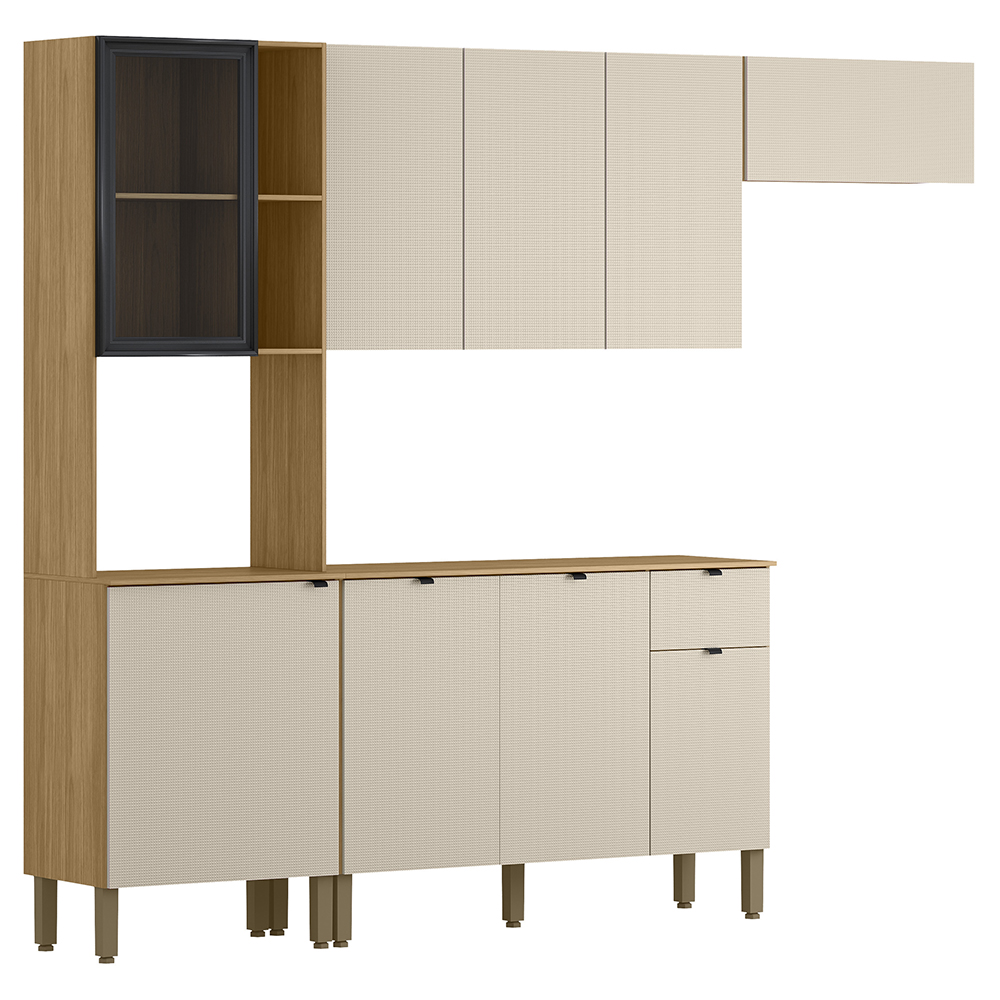 Cozinha 4 Pecas 251 cm MDF Vert Plus Freijo Soft KTP