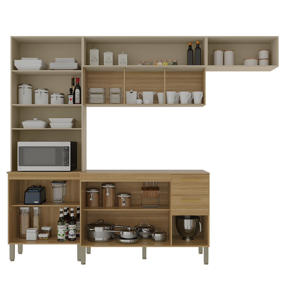 Cozinha 4 Pecas Urbane 260 cm Freijo Vanilla Cp Ripado Freijo KTP