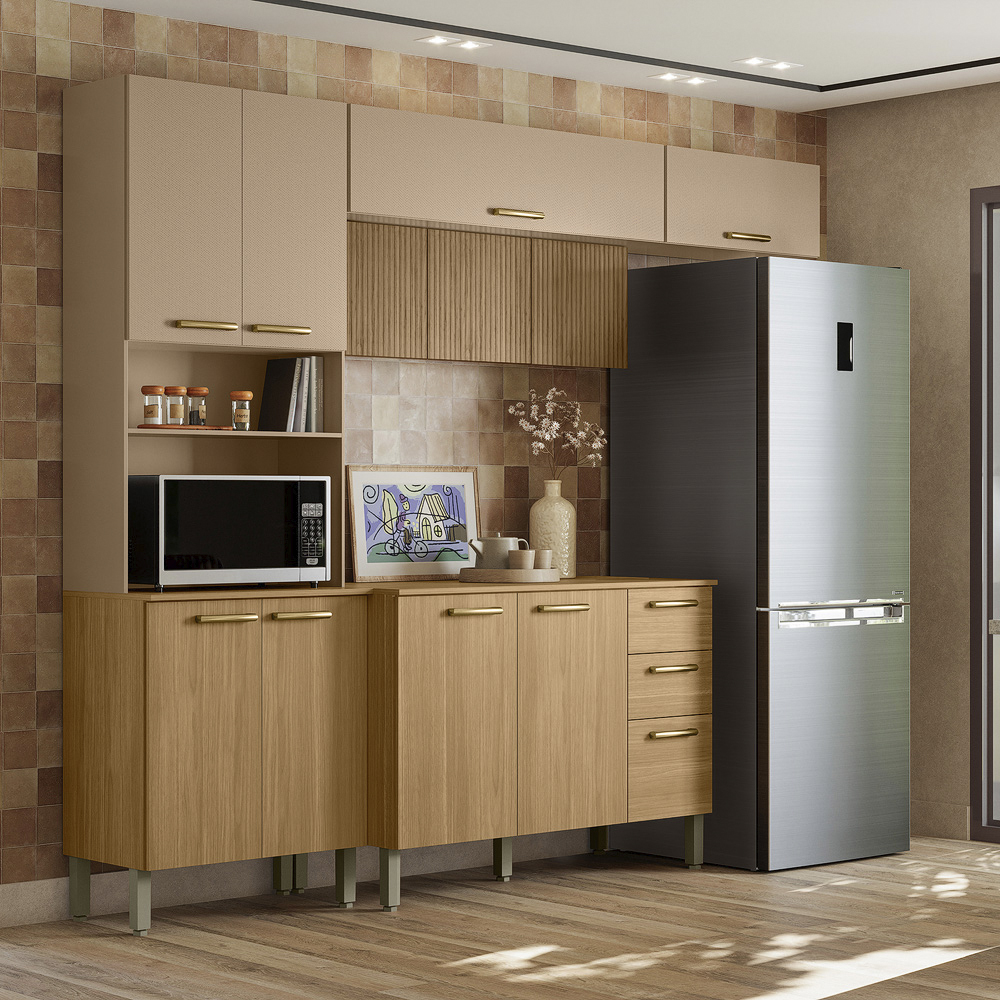 Cozinha 4 Pecas Urbane 260 cm Freijo Vanilla Cp Ripado Freijo KTP