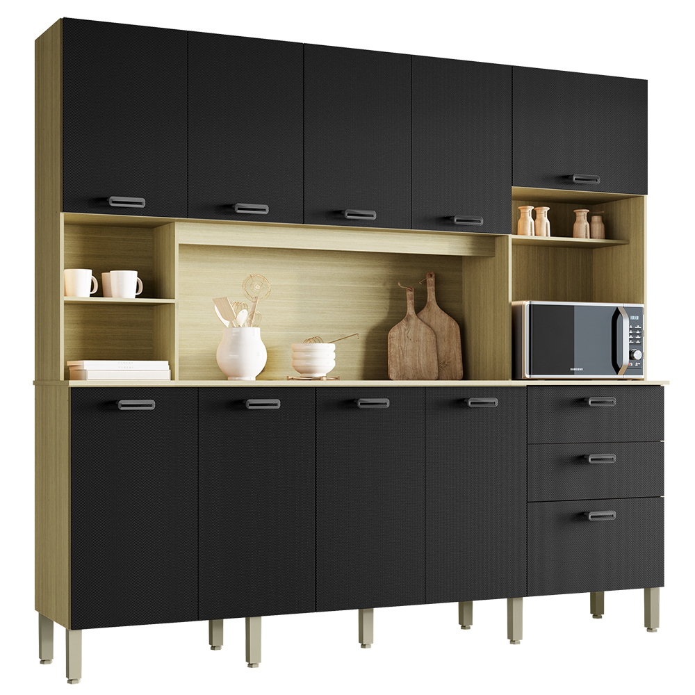 Cozinha Compacta 10P 2G 222 cm Intense Freijo Nero KTP