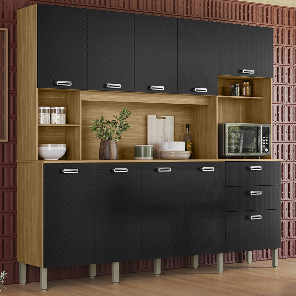 Cozinha Compacta 10P 2G 222 cm Intense Freijo Nero KTP