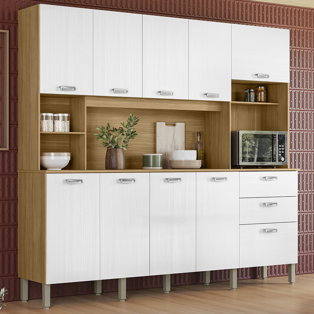 Cozinha Compacta 10P 2G 222 cm Intense Freijo Supremo KTP