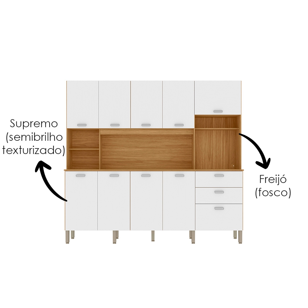 Cozinha Compacta 10P 2G 222 cm Intense Freijo Supremo KTP