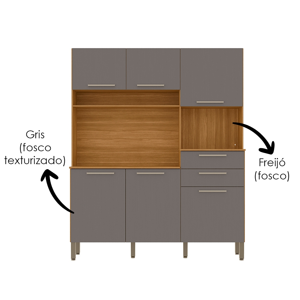 Cozinha Compacta 6P 2G 161 cm Montesa Freijo Gris KTP