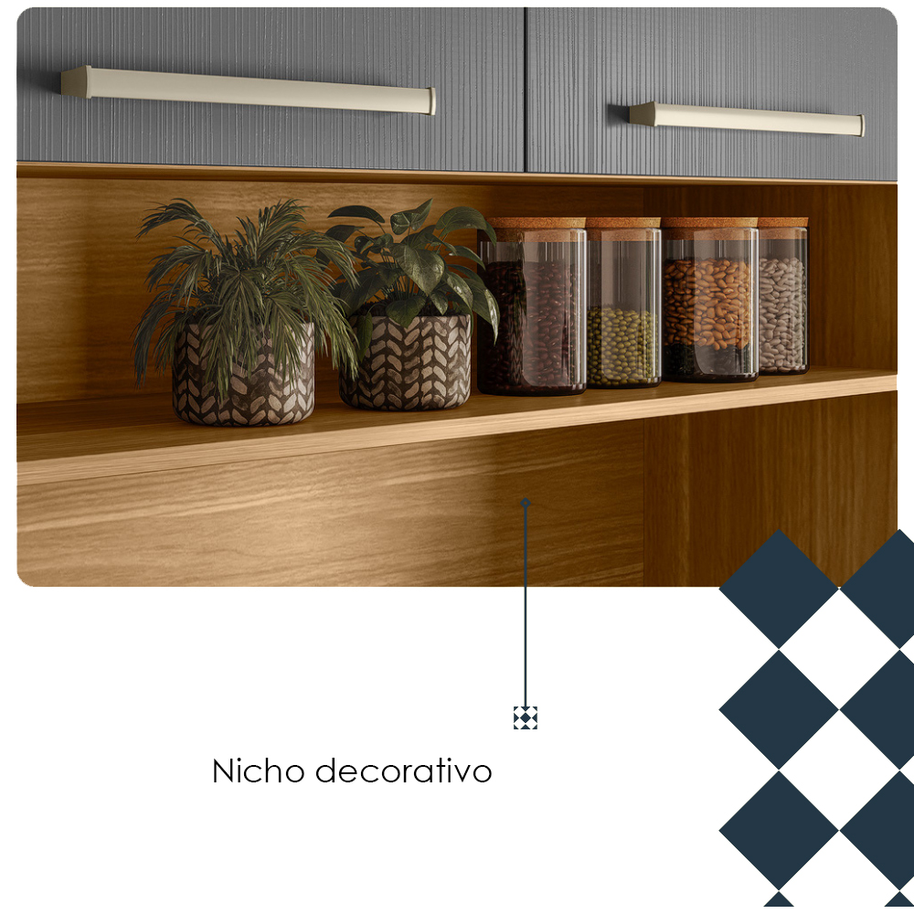 Cozinha Compacta 6P 2G 161 cm Montesa Freijo Gris KTP