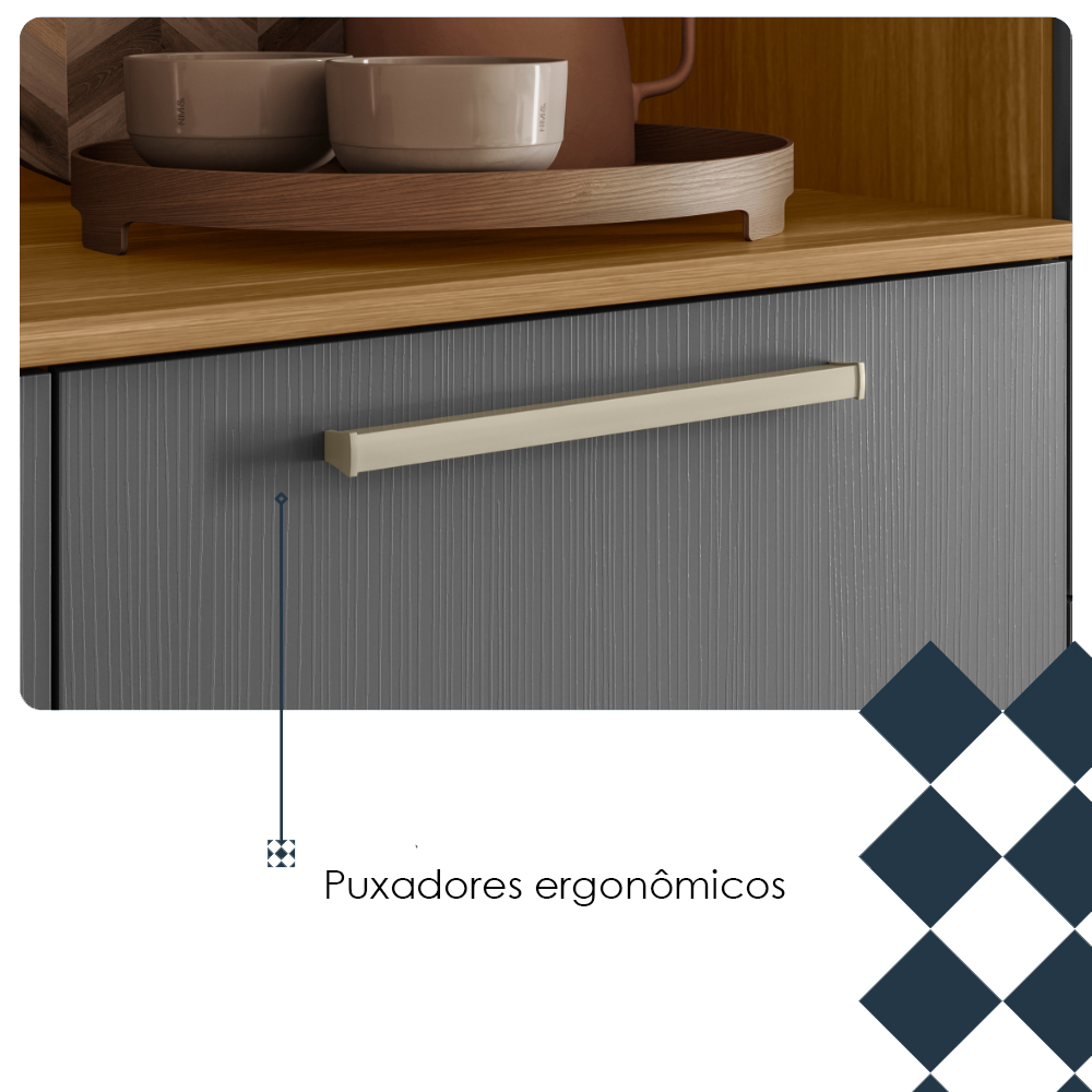 Cozinha Compacta 6P 2G 161 cm Montesa Freijo Gris KTP