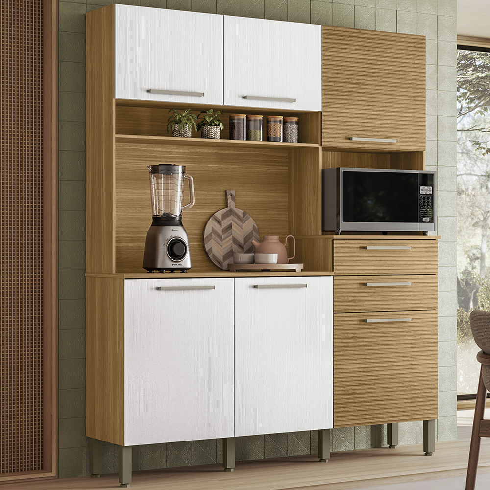 Cozinha Compacta 6P 2G 161 cm Montesa Freijo Supremo Cp Ripado Freijo KTP