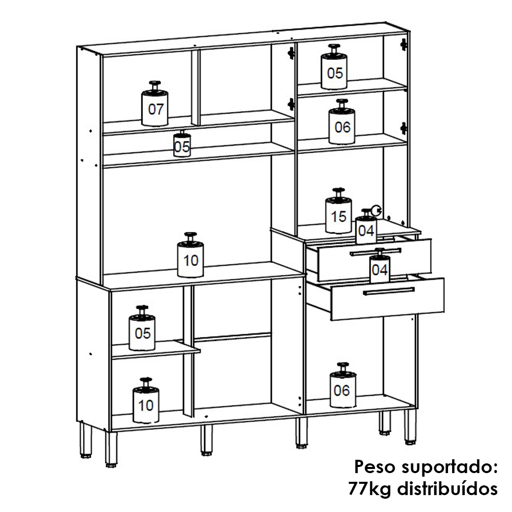 Cozinha Compacta 6P 2G 161 cm Montesa Freijo Supremo Cp Ripado Freijo KTP