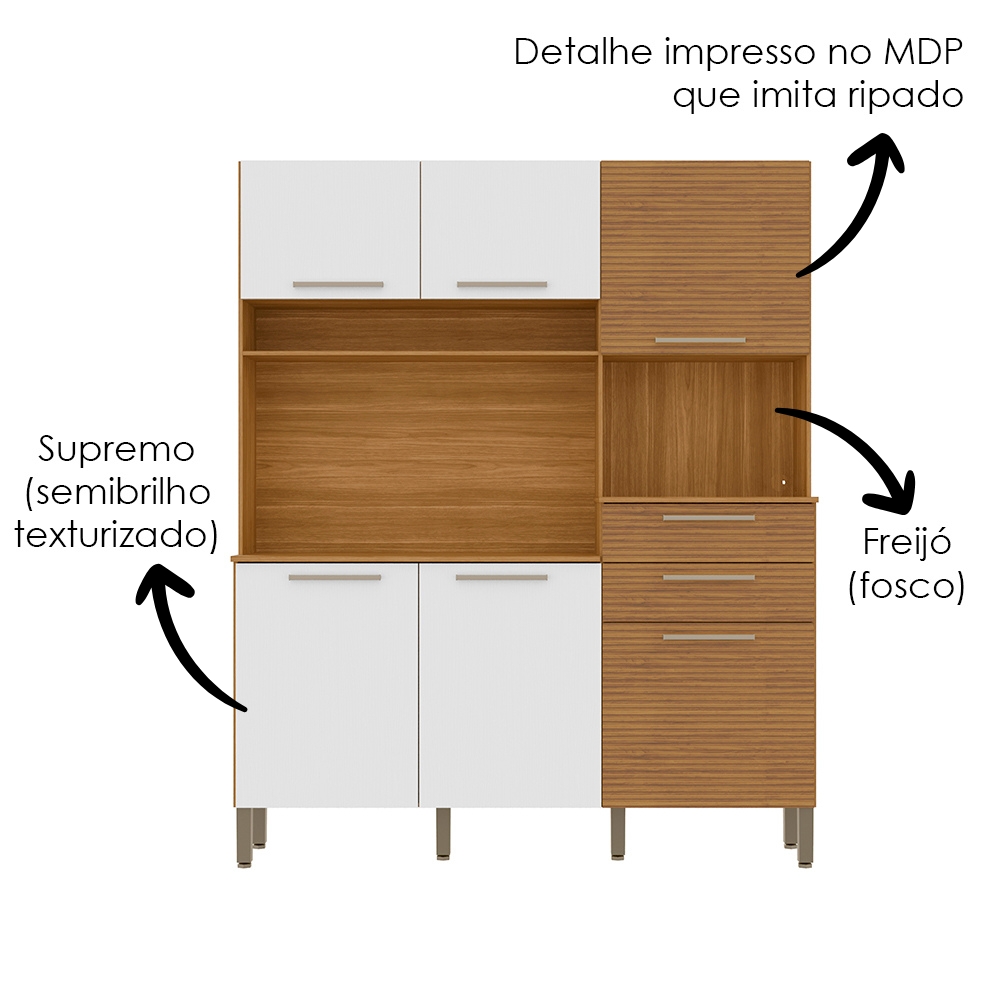 Cozinha Compacta 6P 2G 161 cm Montesa Freijo Supremo Cp Ripado Freijo KTP