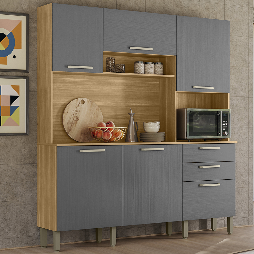 Cozinha Compacta 6P 2G 180 cm Ferrara Freijo Gris KTP