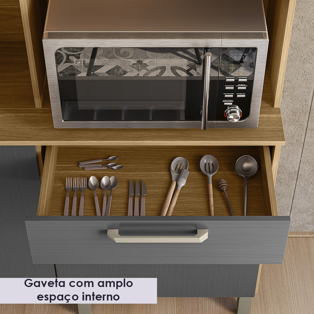 Cozinha Compacta 6P 2G 180 cm Ferrara Freijo Gris KTP