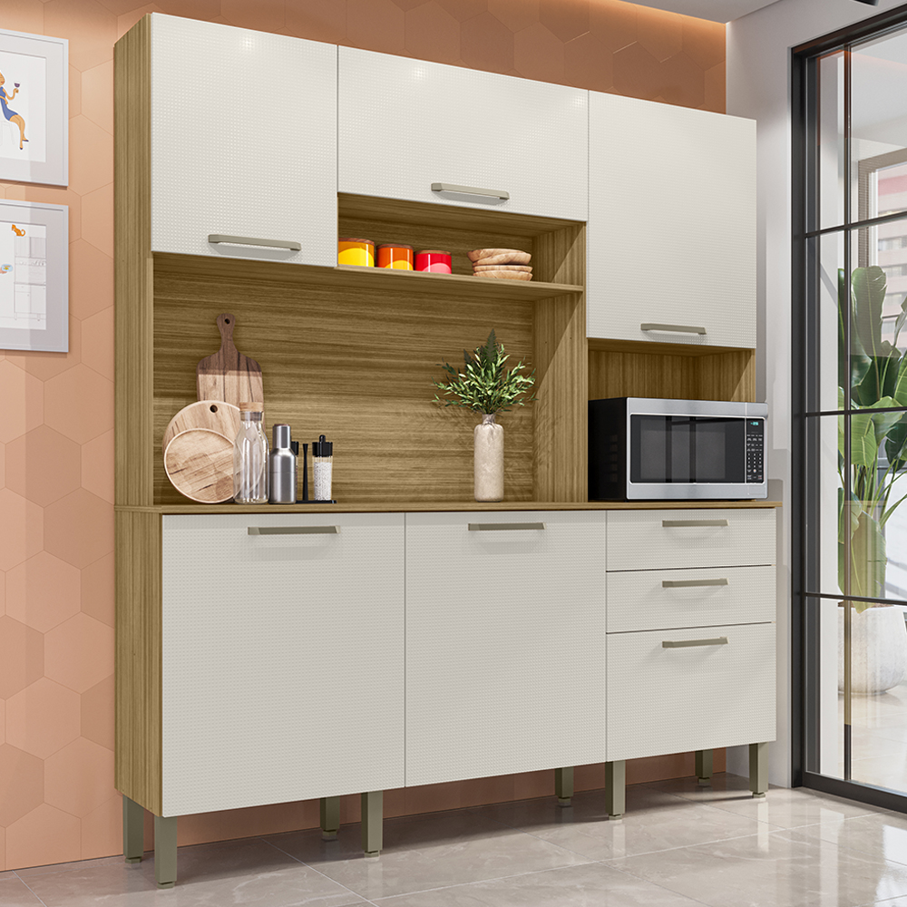 Cozinha Compacta 6P 2G 180 cm Ferrara Freijo Soft KTP