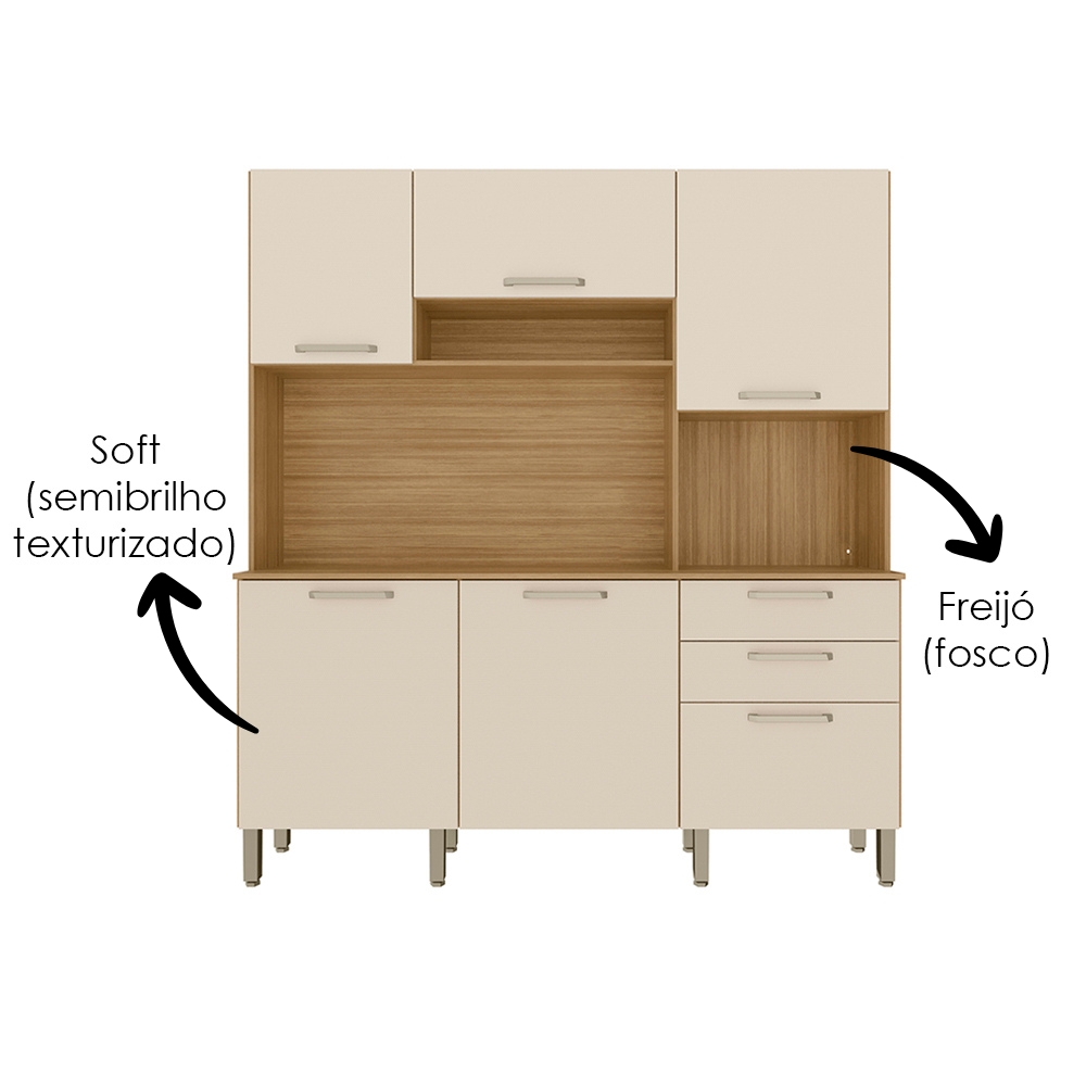 Cozinha Compacta 6P 2G 180 cm Ferrara Freijo Soft KTP