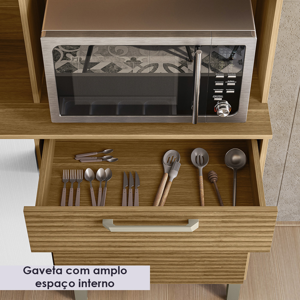 Cozinha Compacta 6P 2G 180 cm Ferrara Freijo Supremo Cp Ripado Freijo KTP
