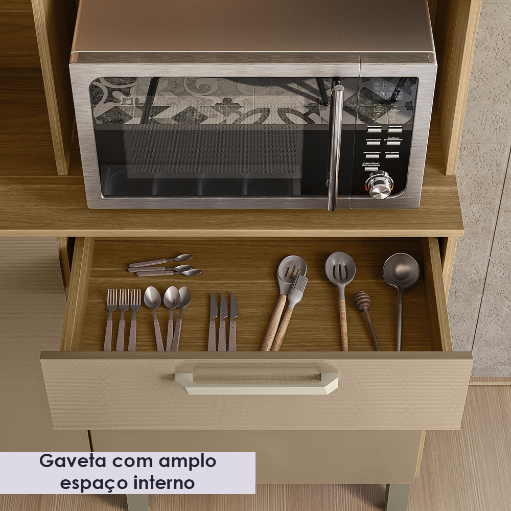 Cozinha Compacta 6P 2G 180 cm Ferrara Freijo Vanilla KTP