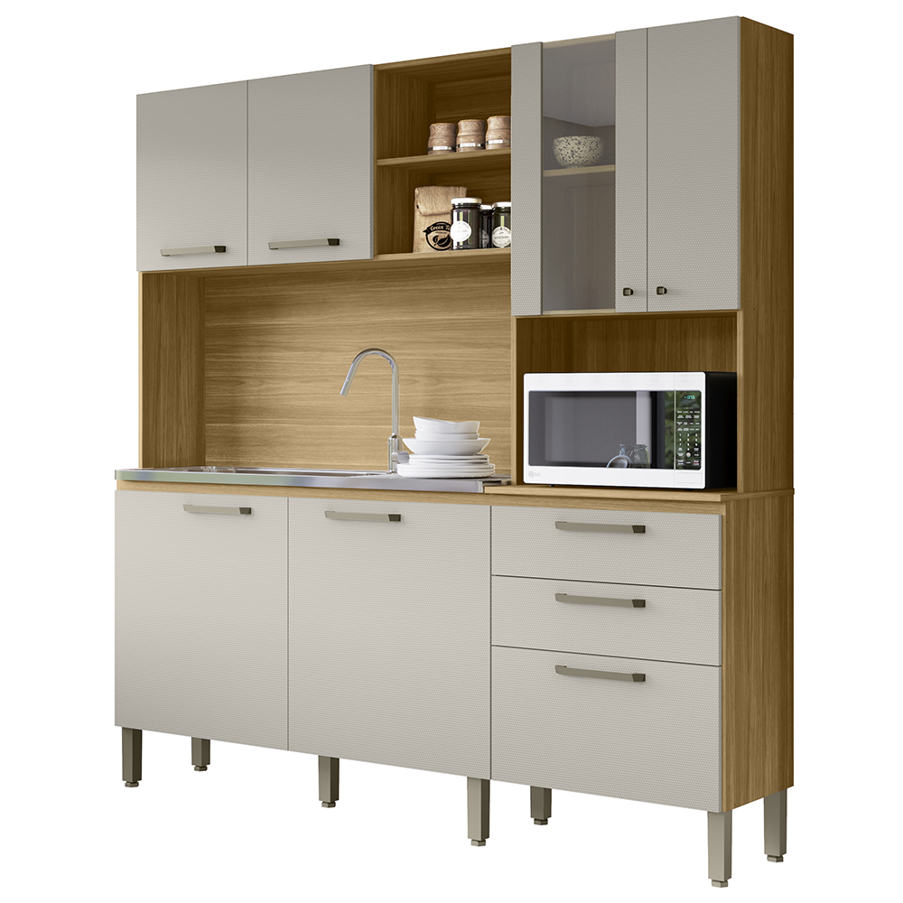 Cozinha Compacta 7P 2G 182 cm Mega Freijo Soft KTP