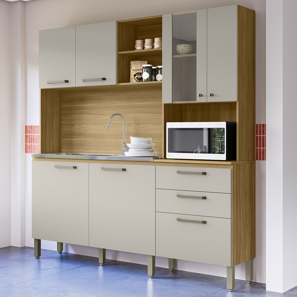 Cozinha Compacta 7P 2G 182 cm Mega Freijo Soft KTP