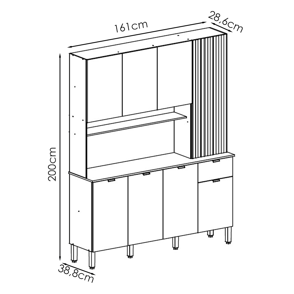 Cozinha Compacta 8P 1G 161 cm Slow Freijo Artico Cp Riscatto Freijo KTP
