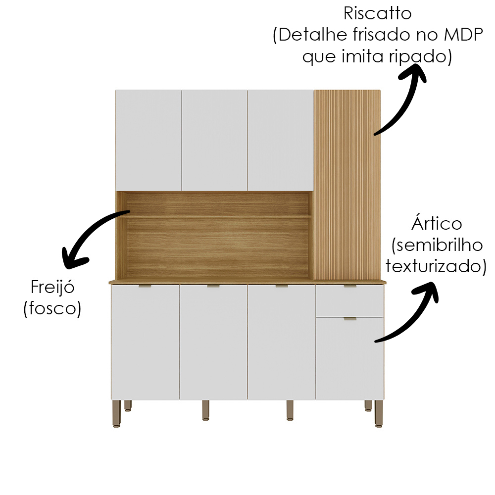 Cozinha Compacta 8P 1G 161 cm Slow Freijo Artico Cp Riscatto Freijo KTP
