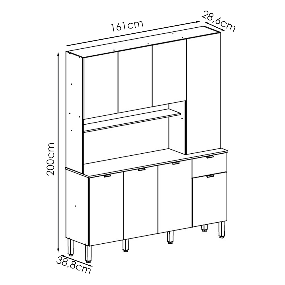 Cozinha Compacta 8P 1G 161 cm Slow Freijo Soft KTP