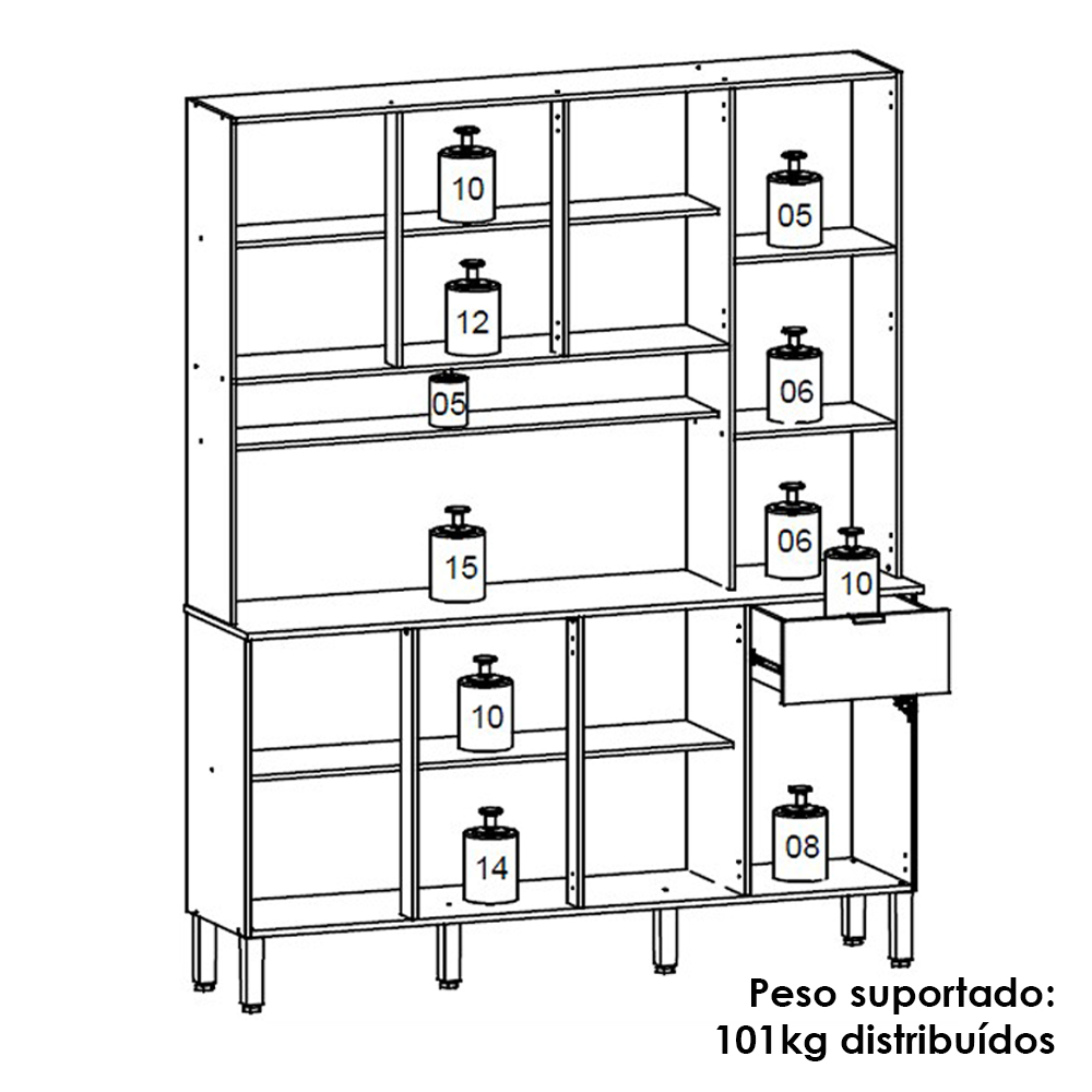Cozinha Compacta 8P 1G 161 cm Slow Freijo Vanilla Cp Riscatto Freijo KTP