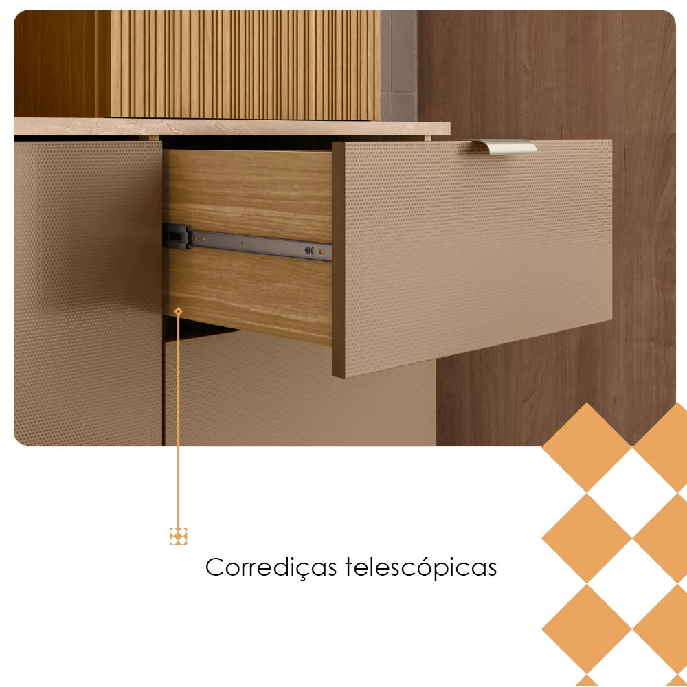 Cozinha Compacta 8P 1G 161 cm Slow Freijo Vanilla Cp Riscatto Freijo KTP