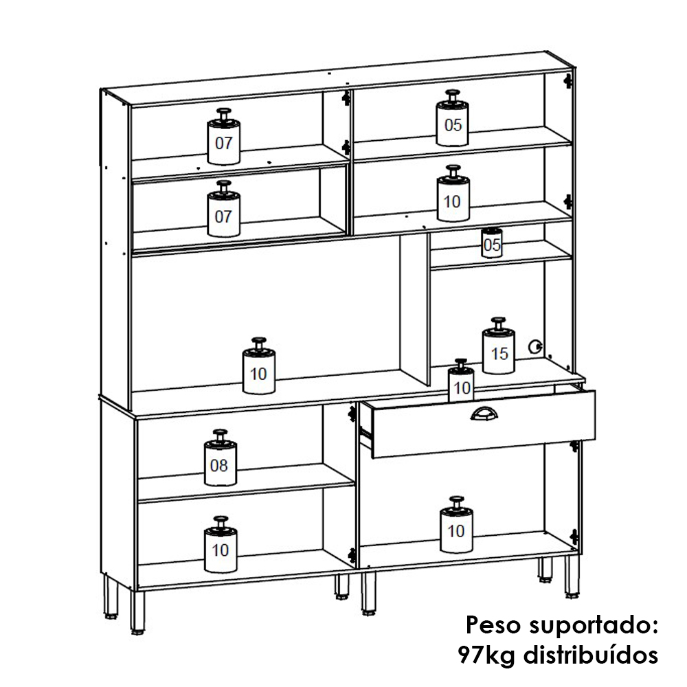 Cozinha Compacta 8P 1G 182 cm Core Freijo Vanilla KTP