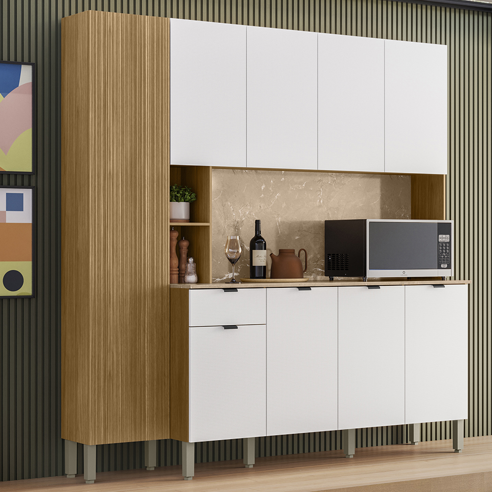 Cozinha Compacta 9P 1G 201 cm Pulse Freijo Artico Cp Riscatto Freijo KTP