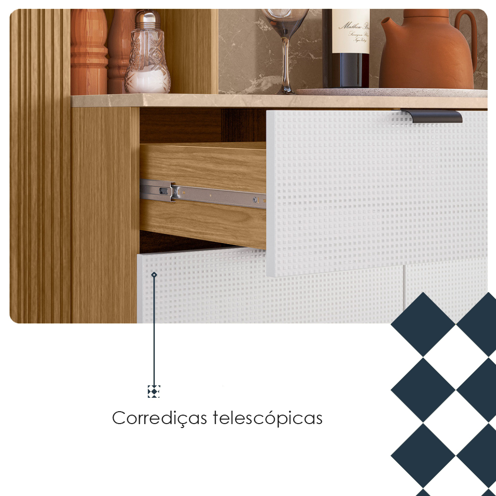 Cozinha Compacta 9P 1G 201 cm Pulse Freijo Artico Cp Riscatto Freijo KTP