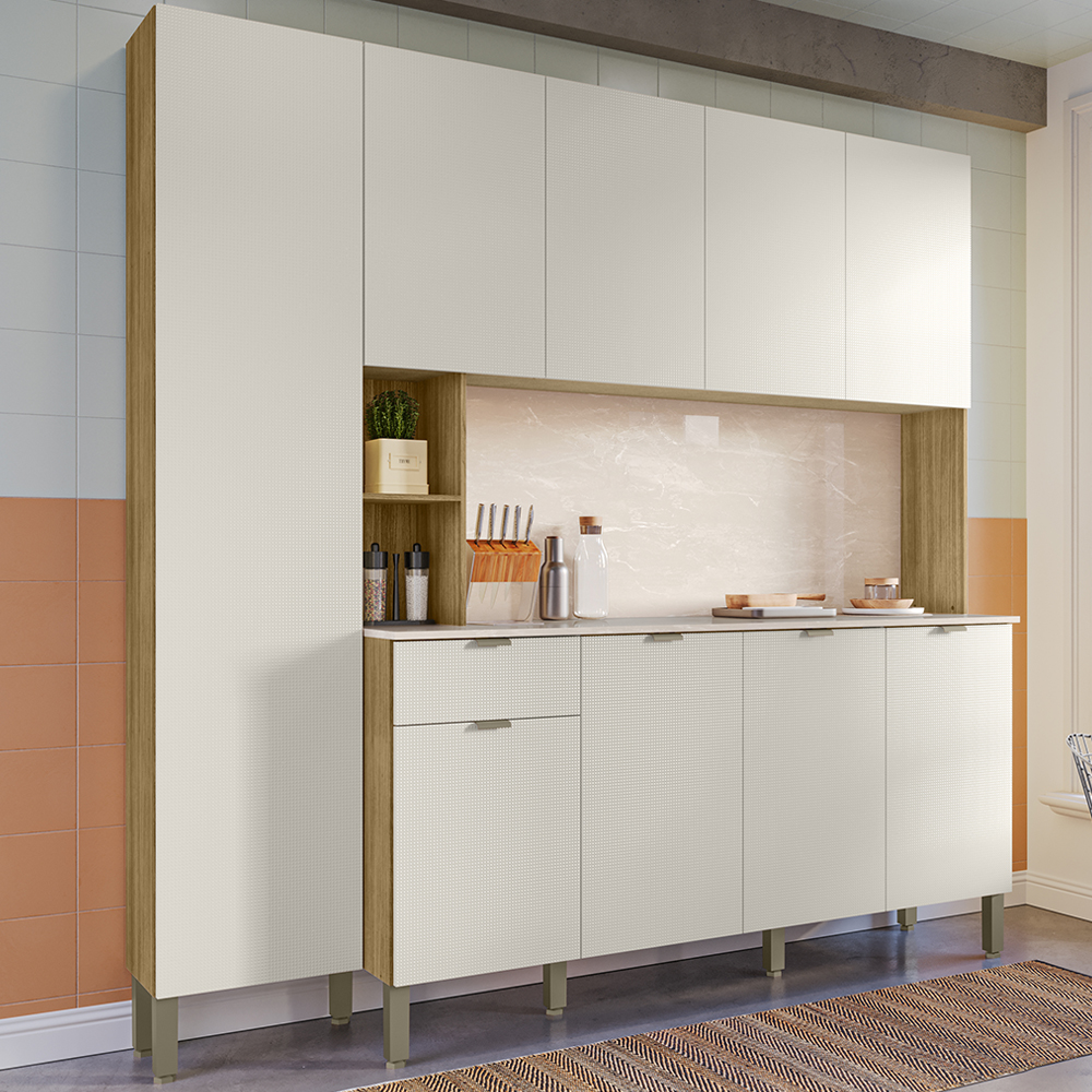 Cozinha Compacta 9P 1G 201 cm Pulse Freijo Soft KTP