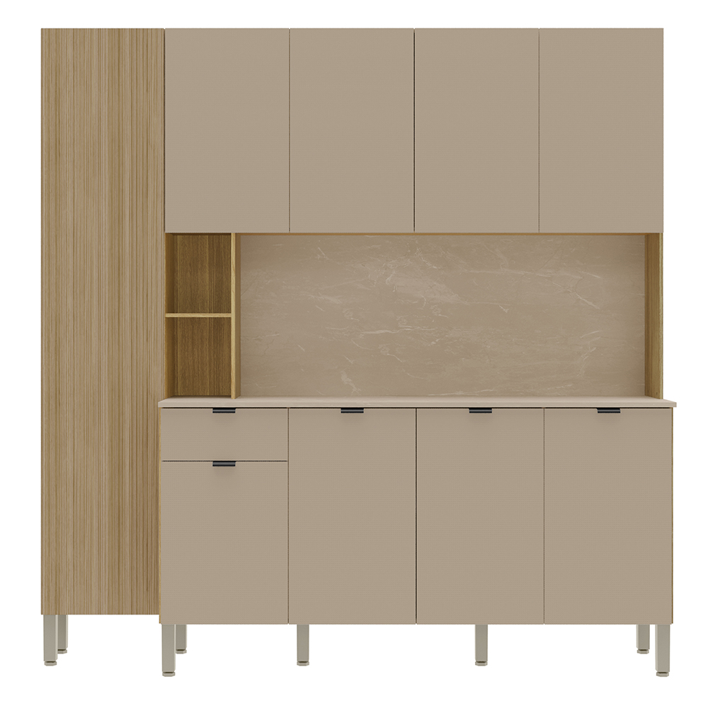 Cozinha Compacta 9P 1G 201 cm Pulse Freijo Vanilla Cp Riscatto Freijo KTP