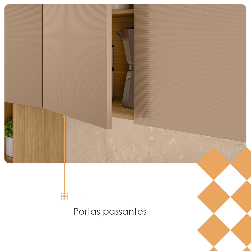 Cozinha Compacta 9P 1G 201 cm Pulse Freijo Vanilla Cp Riscatto Freijo KTP