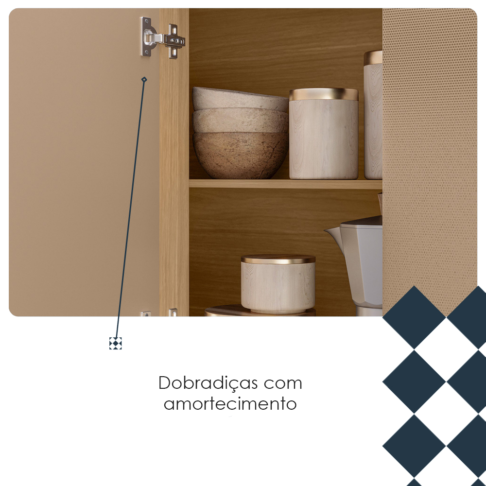 Cozinha Compacta 9P 1G 201 cm Pulse Freijo Vanilla Cp Riscatto Freijo KTP