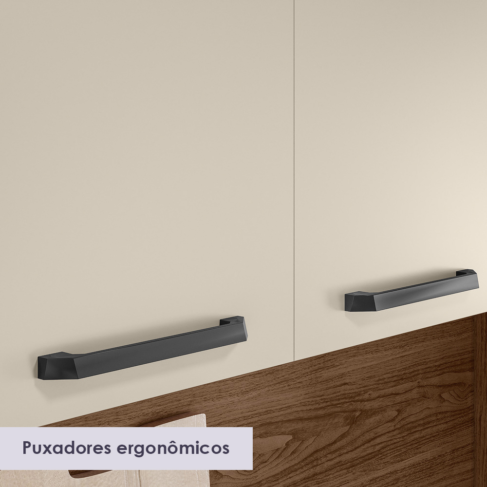 Cozinha Compacta Com Tampo 182 cm Mega Nogueira Off White KTP