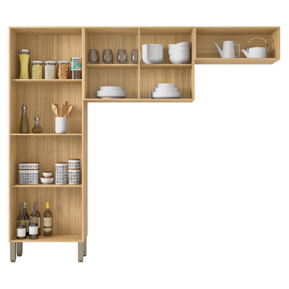 Cozinha Compacta Pequena 8 Portas Freijó Supremo Nala Kits Paraná