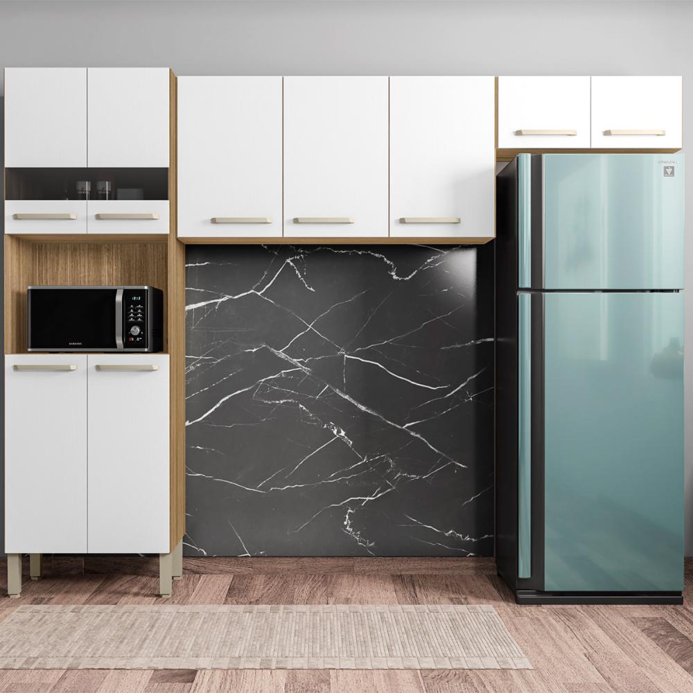 Cozinha Compacta Pequena 9 Portas Freijó Supremo Versalhes Kits Paraná