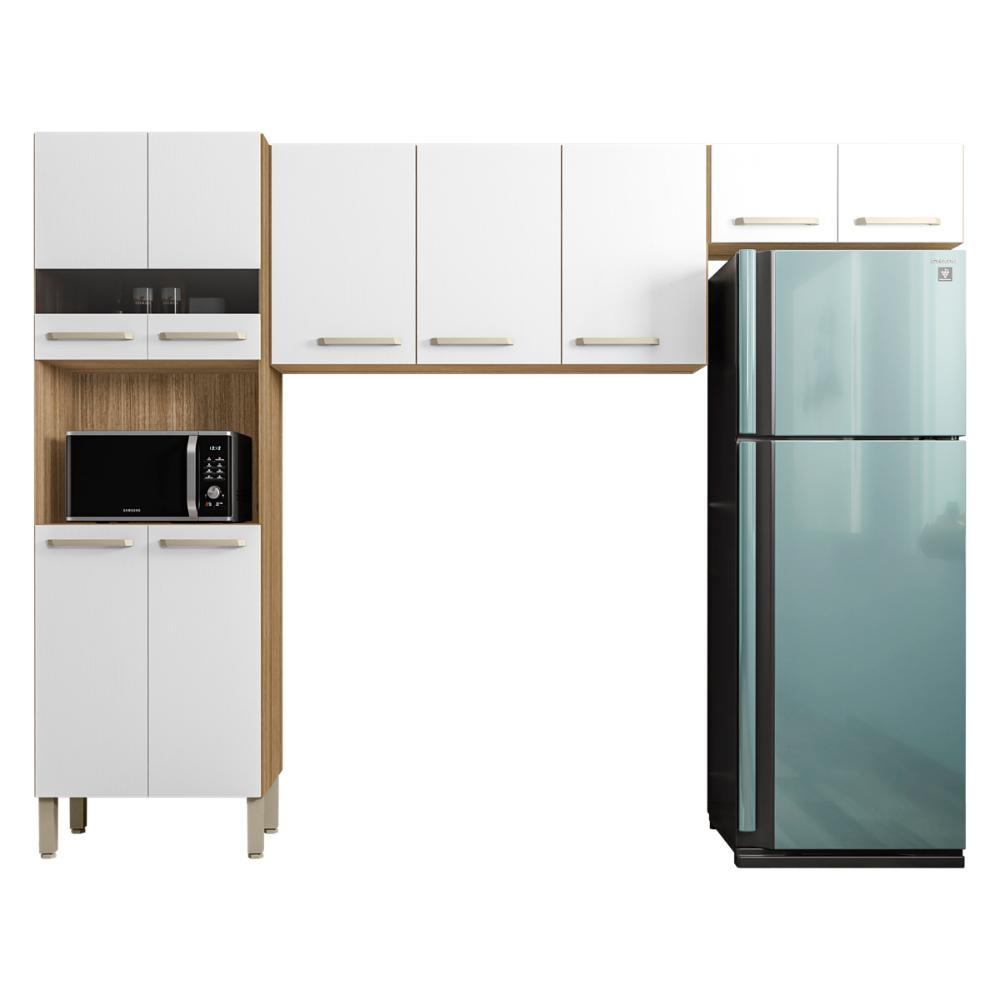 Cozinha Compacta Pequena 9 Portas Freijó Supremo Versalhes Kits Paraná