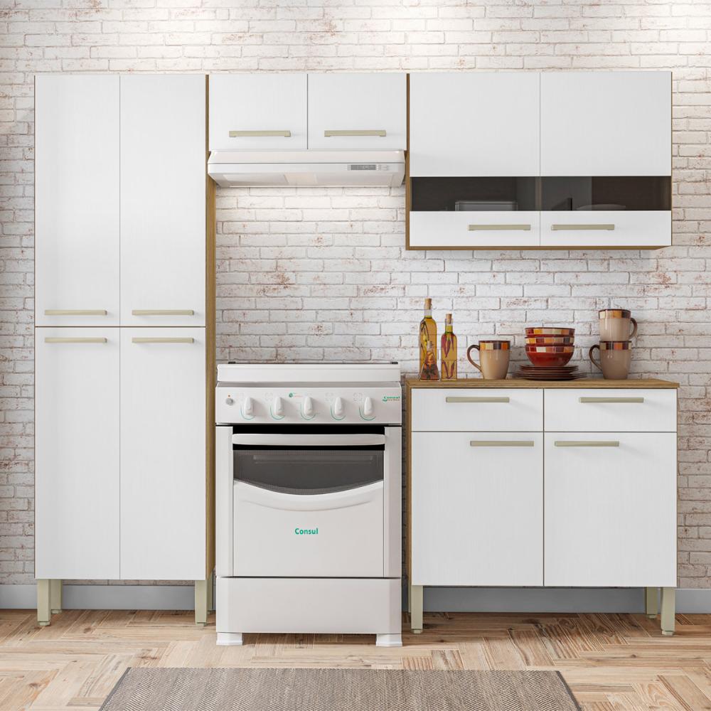 Cozinha Completa Compacta 10 Portas e 2 Gavetas Freijó Supremo Nala Kits Paraná