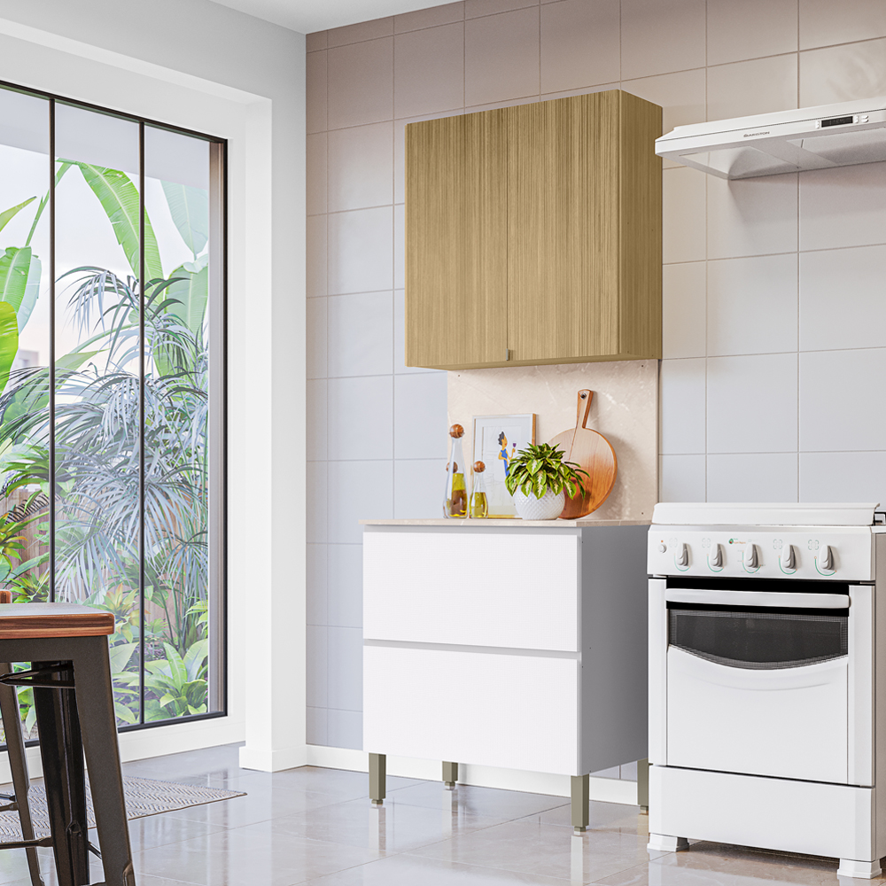 Cozinha Modulada 02 Peças 80cm 3014X3021ART Freijo Artico Riscatto Freijo KTP