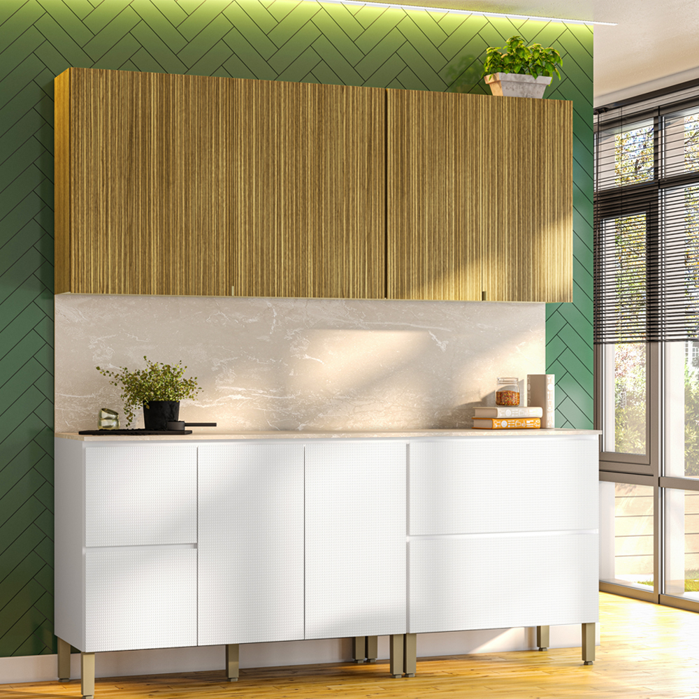 Cozinha Modulada 06 Peças 222cm 3035ART Freijo Artico Riscatto Freijo KTP